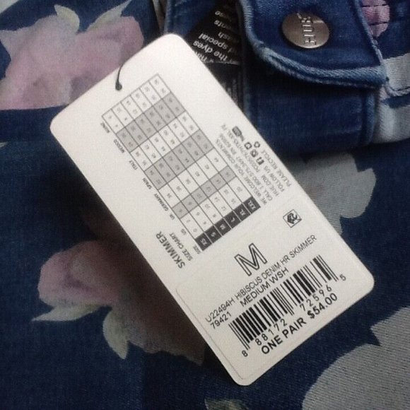 new HUE Women's Denim-look Blue Floral High-Rise Skimmer Leggings - Size Medium - Picture 9 of 10